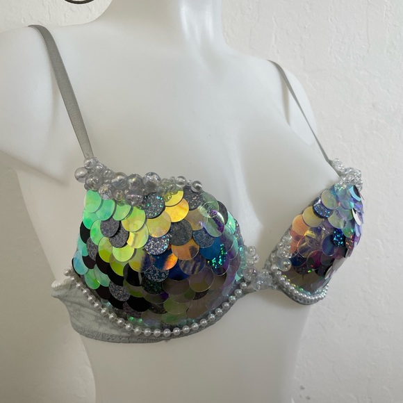 Handmade Rave Bra / Festival Bra / Cosplay Bra - Mermaid - Picture 2 of 7